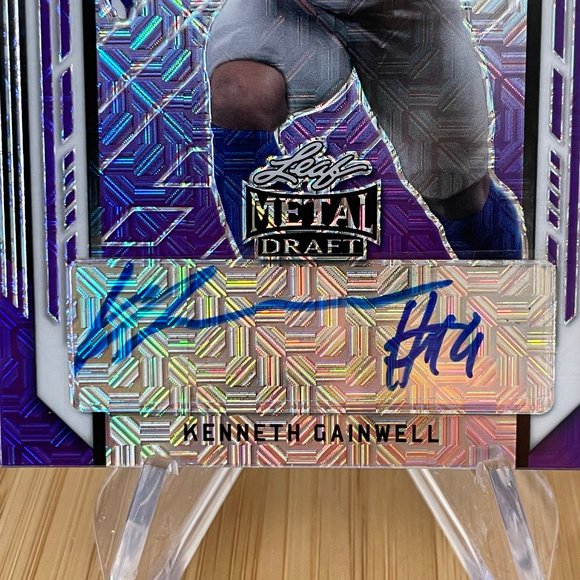 2021 Kenneth Gainwell Leaf Metal Purple Mojo Auto 1/7 Card #BA-KG1 - Picture 3 of 5